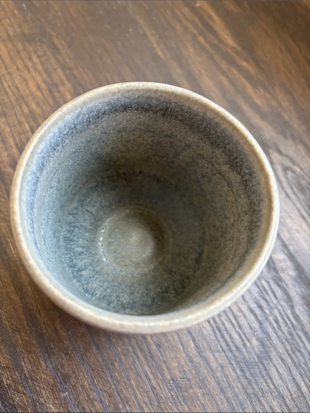 West Elm glazed stoneware Kanto mugs- set of 3, gray/blue, 3.75” tall